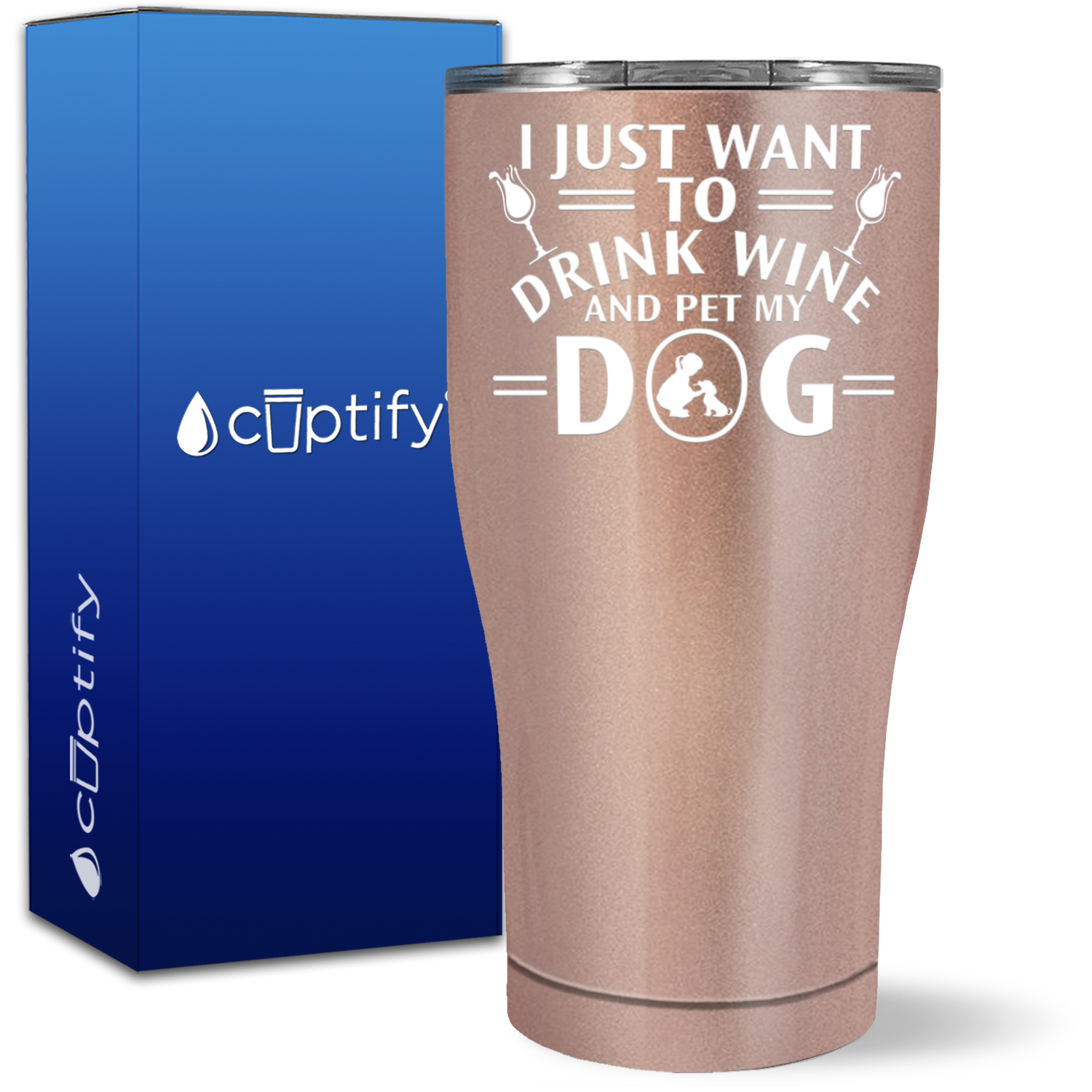 Drink Wine and Pet My Dog on 27oz Curve Tumbler