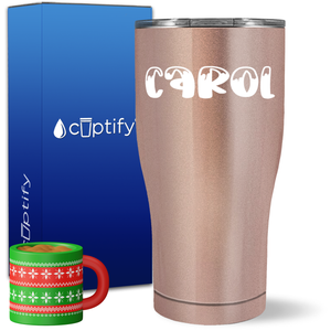 Personalized Frosty Christmas Font on 27oz Curve Tumbler