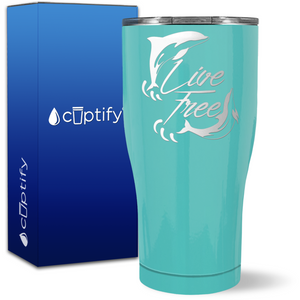 Dolphins Live Free on 27oz Curve Tumbler