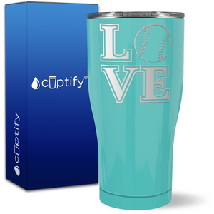 Love Baseball on 27oz Curve Tumbler