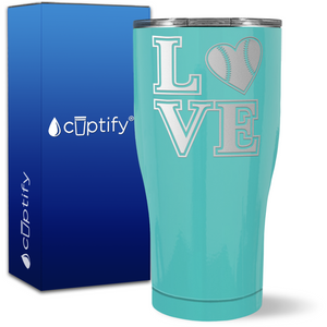 Baseball Heart Love on 27oz Curve Tumbler