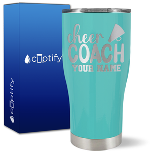 Personalized Cheer Coach with Megaphone on 27oz Curve Tumbler
