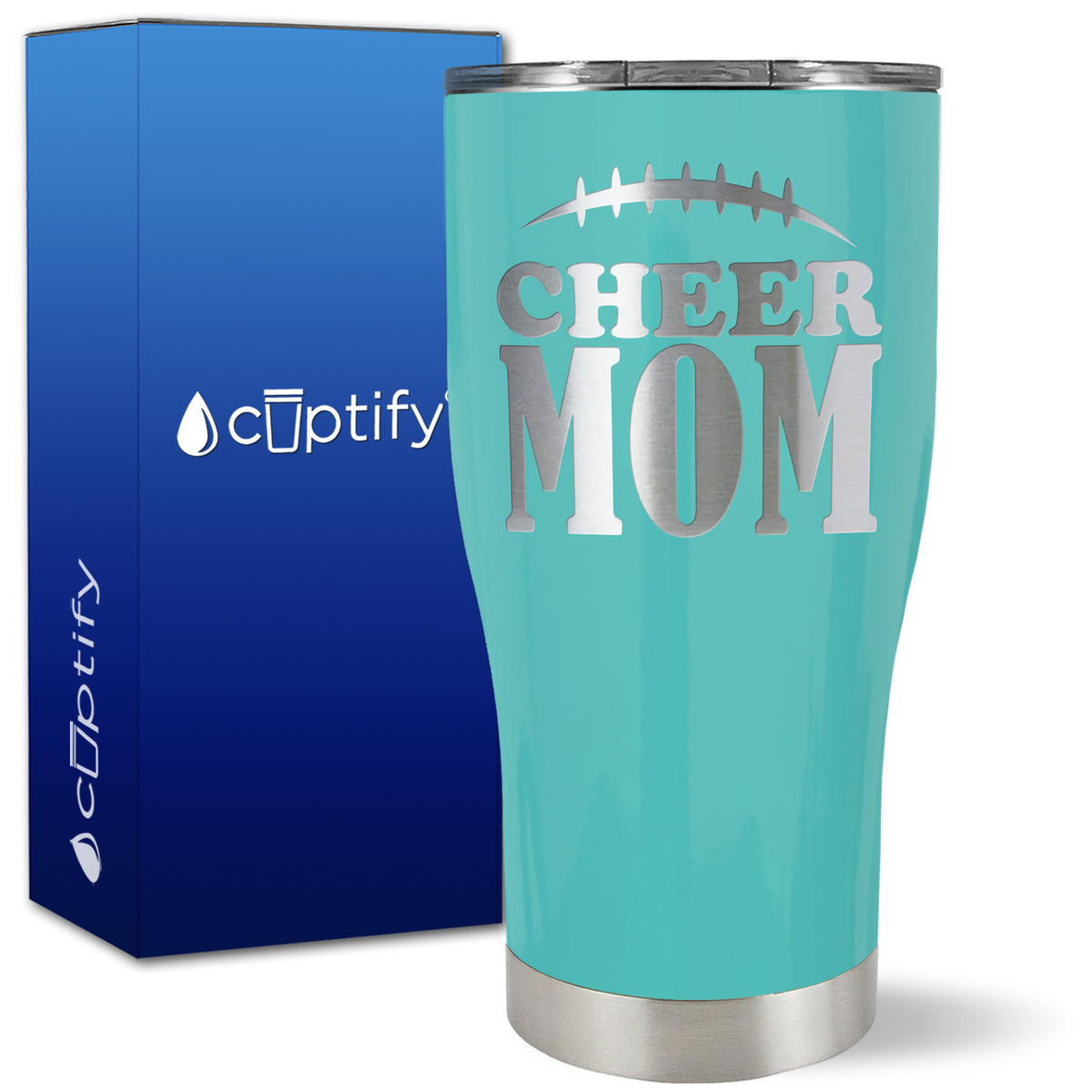 Cheer Mom Football Stitches on 27oz Curve Tumbler