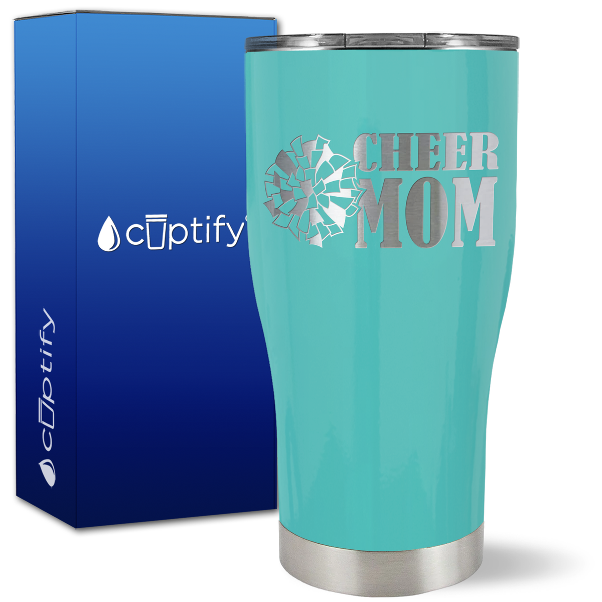 Cheer Mom with Pom Pom on 27oz Curve Tumbler