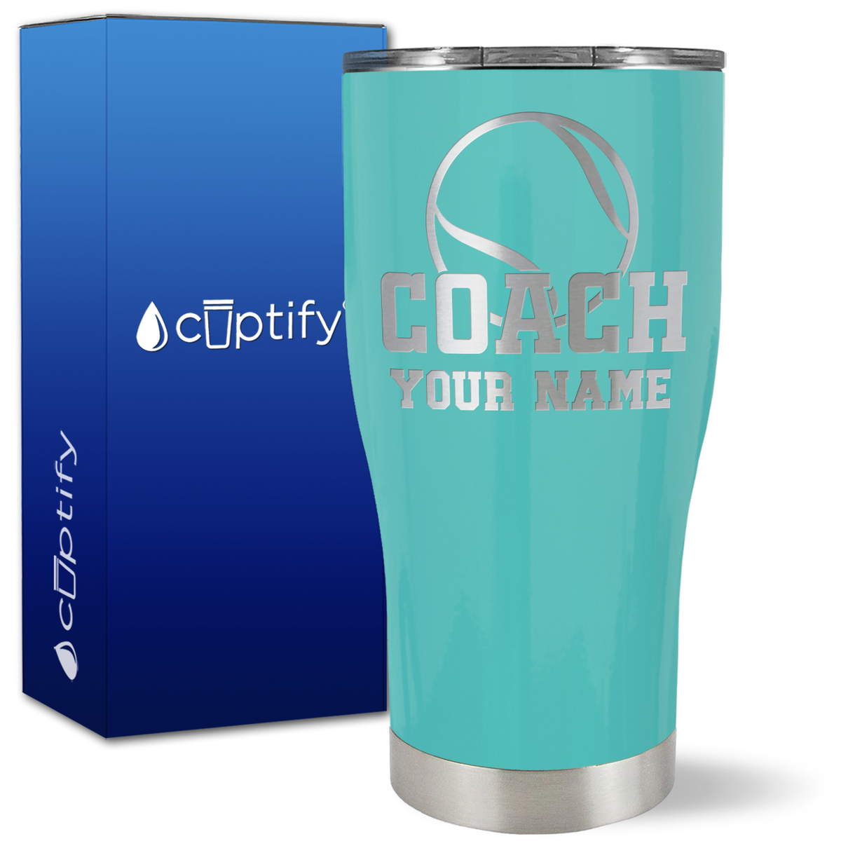 Personalized Coach Tennis Ball on 27oz Curve Tumbler