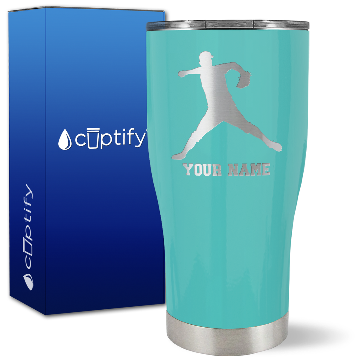 Personalized Baseball Pitcher Player on 27oz Curve Tumbler