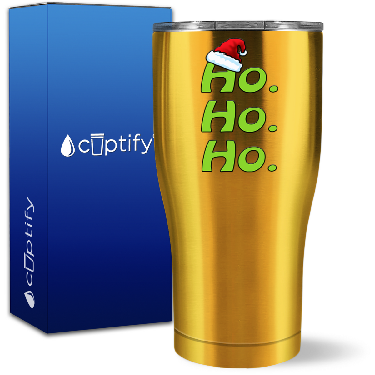 Ho Ho Ho with Santa Hat  27oz Curve Tumbler