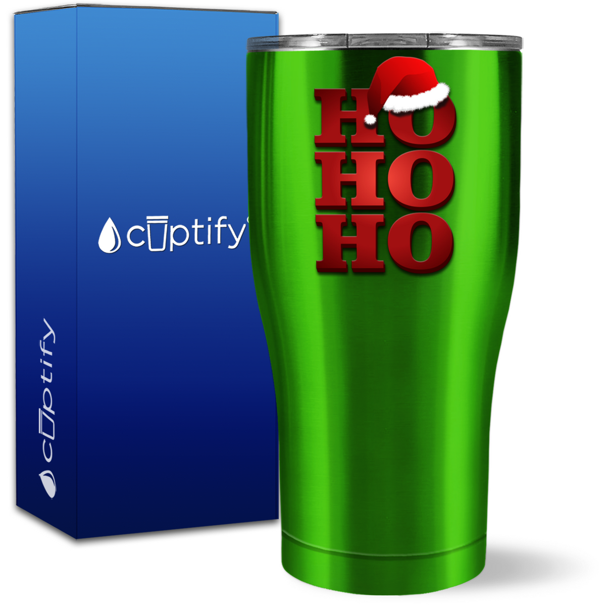 Ho Ho Ho Red with Santa Hat 27oz Curve Tumbler