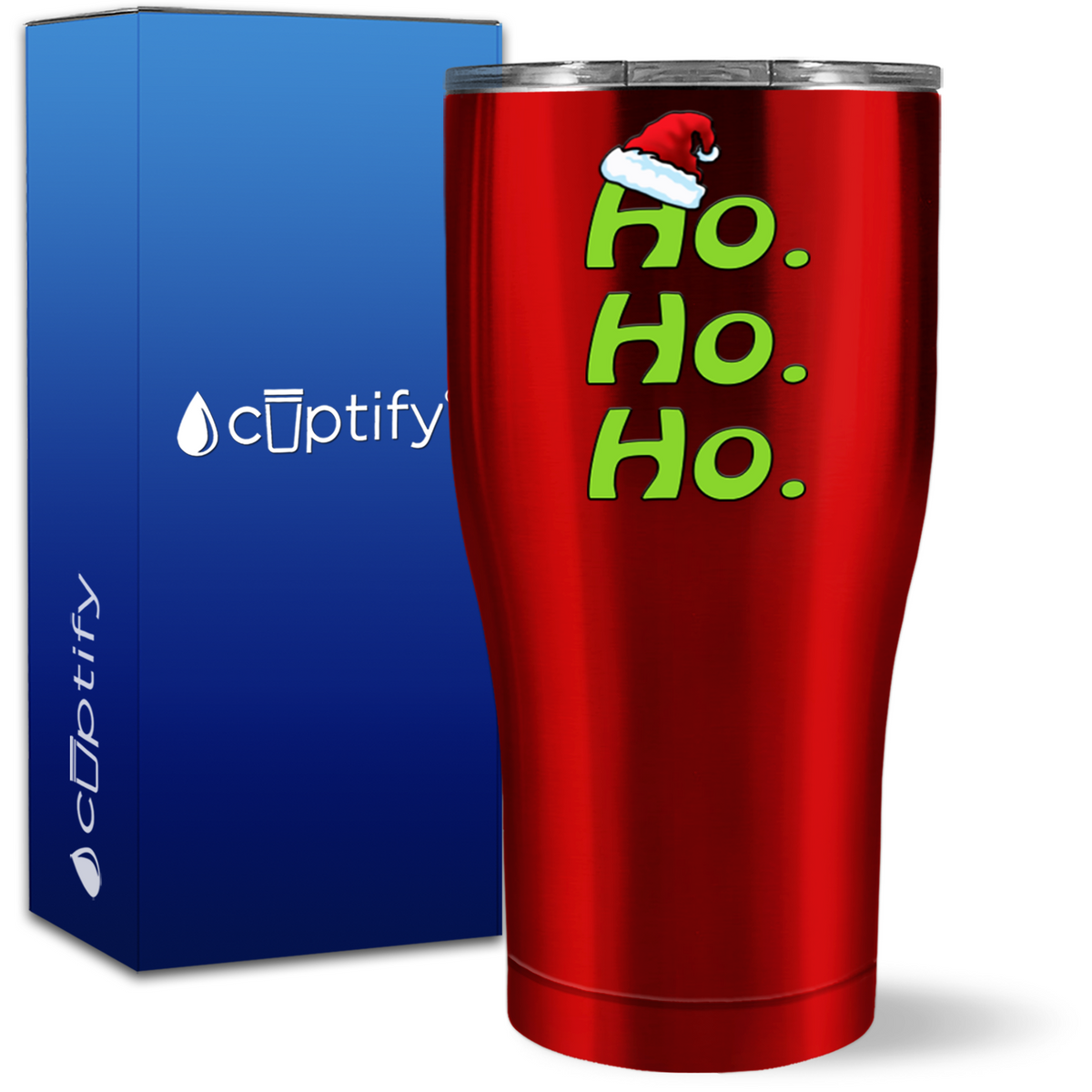 Ho Ho Ho with Santa Hat  27oz Curve Tumbler