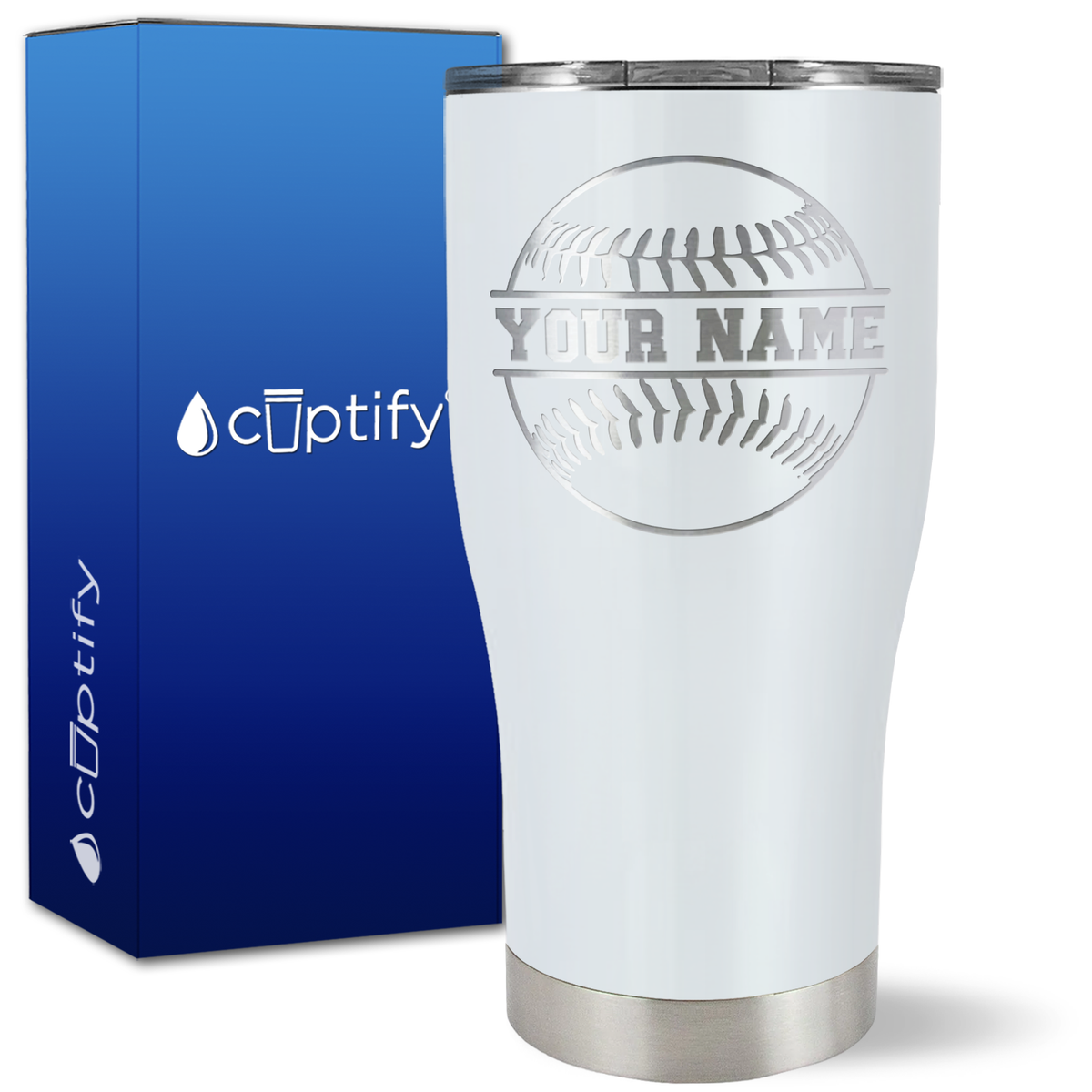Personalized Baseball Name on 27oz Curve Tumbler