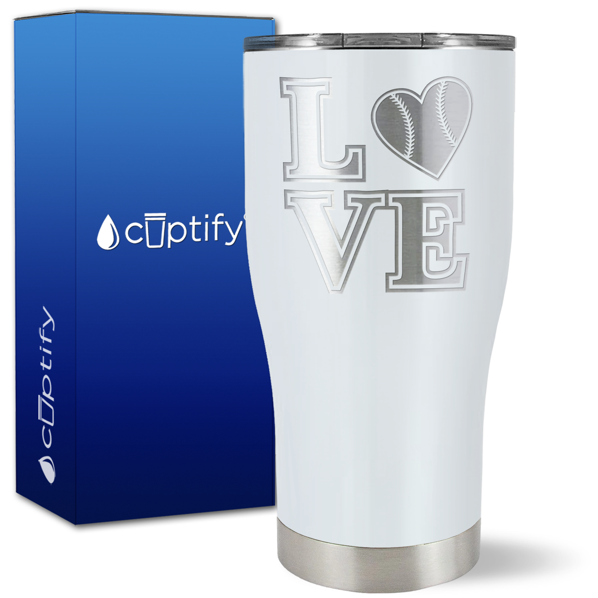 Baseball Heart Love on 27oz Curve Tumbler