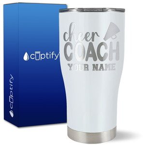 Personalized Cheer Coach with Megaphone on 27oz Curve Tumbler