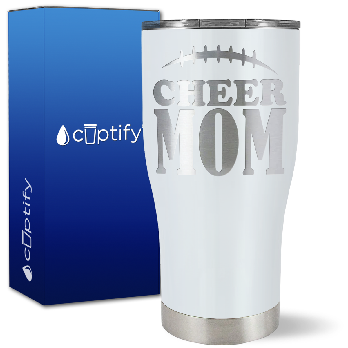 Cheer Mom Football Stitches on 27oz Curve Tumbler