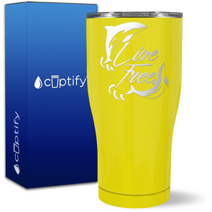 Dolphins Live Free on 27oz Curve Tumbler