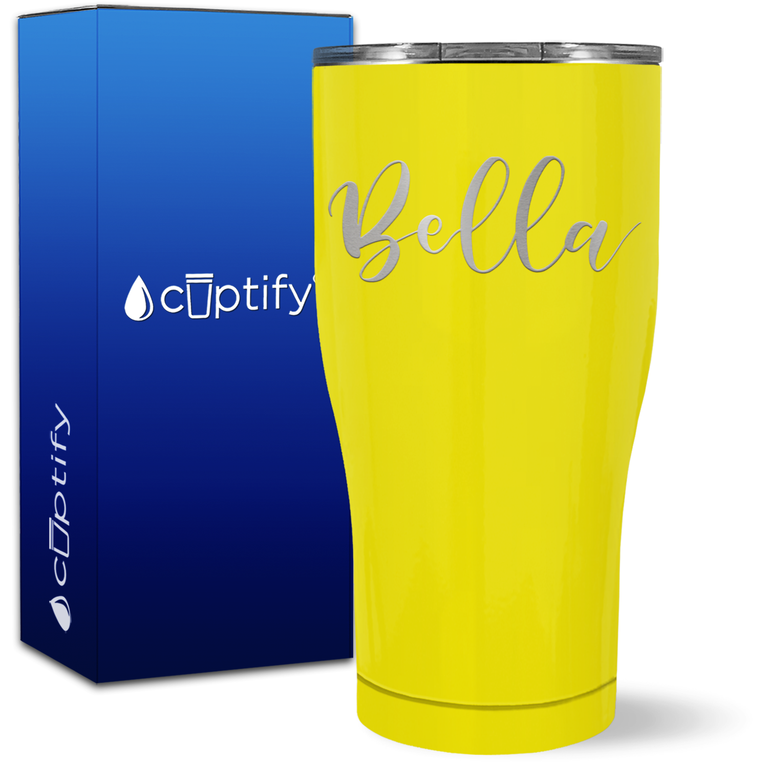 Personalized Yellow 27oz Engraved Curve Tumbler