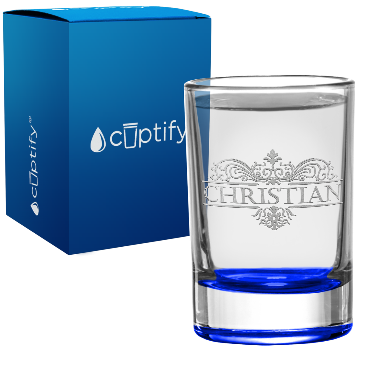 Personalized Royal Vestige Monogram 2.5oz Round Shot Glass