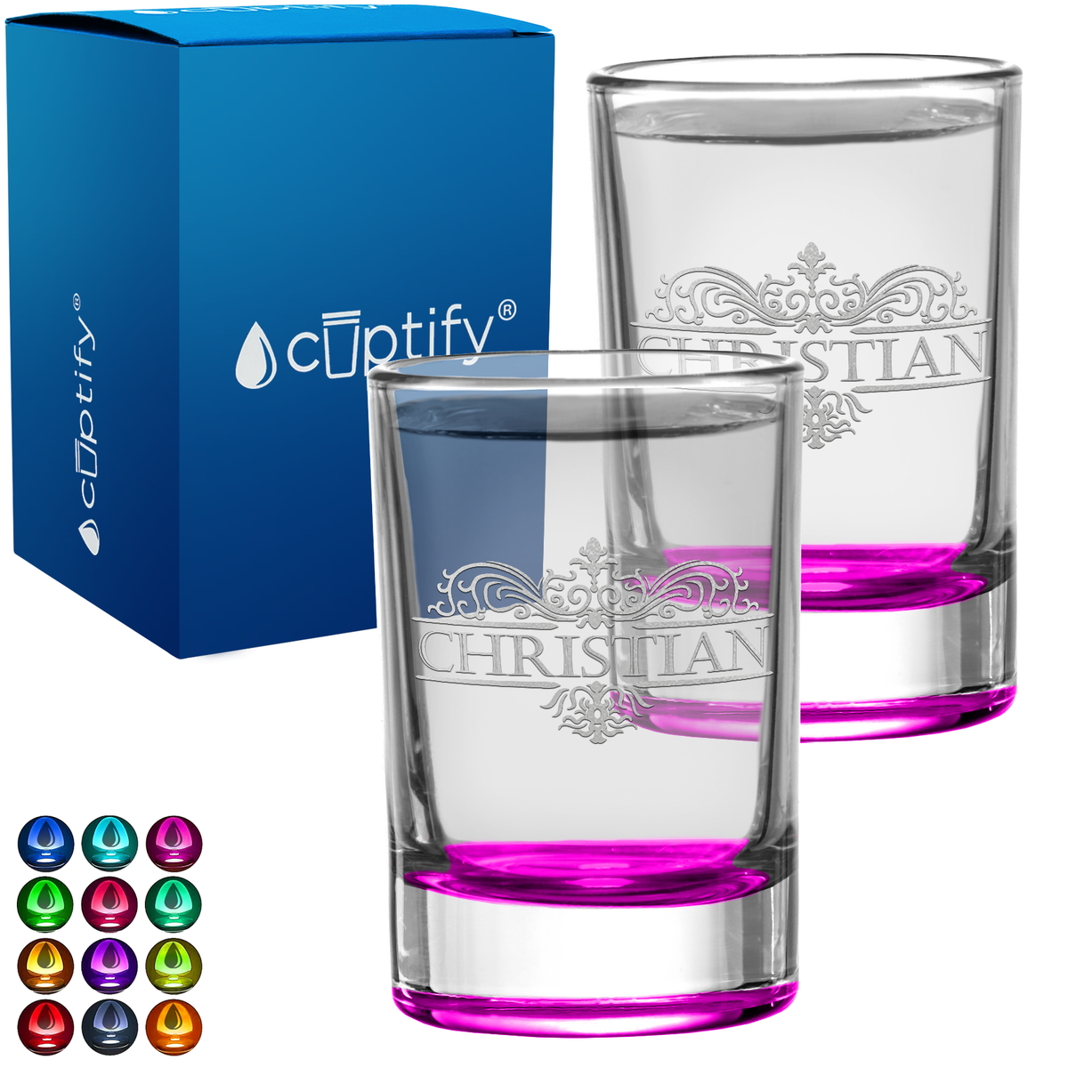 Personalized Royal Vestige Monogram 2.5oz Round Shot Glass
