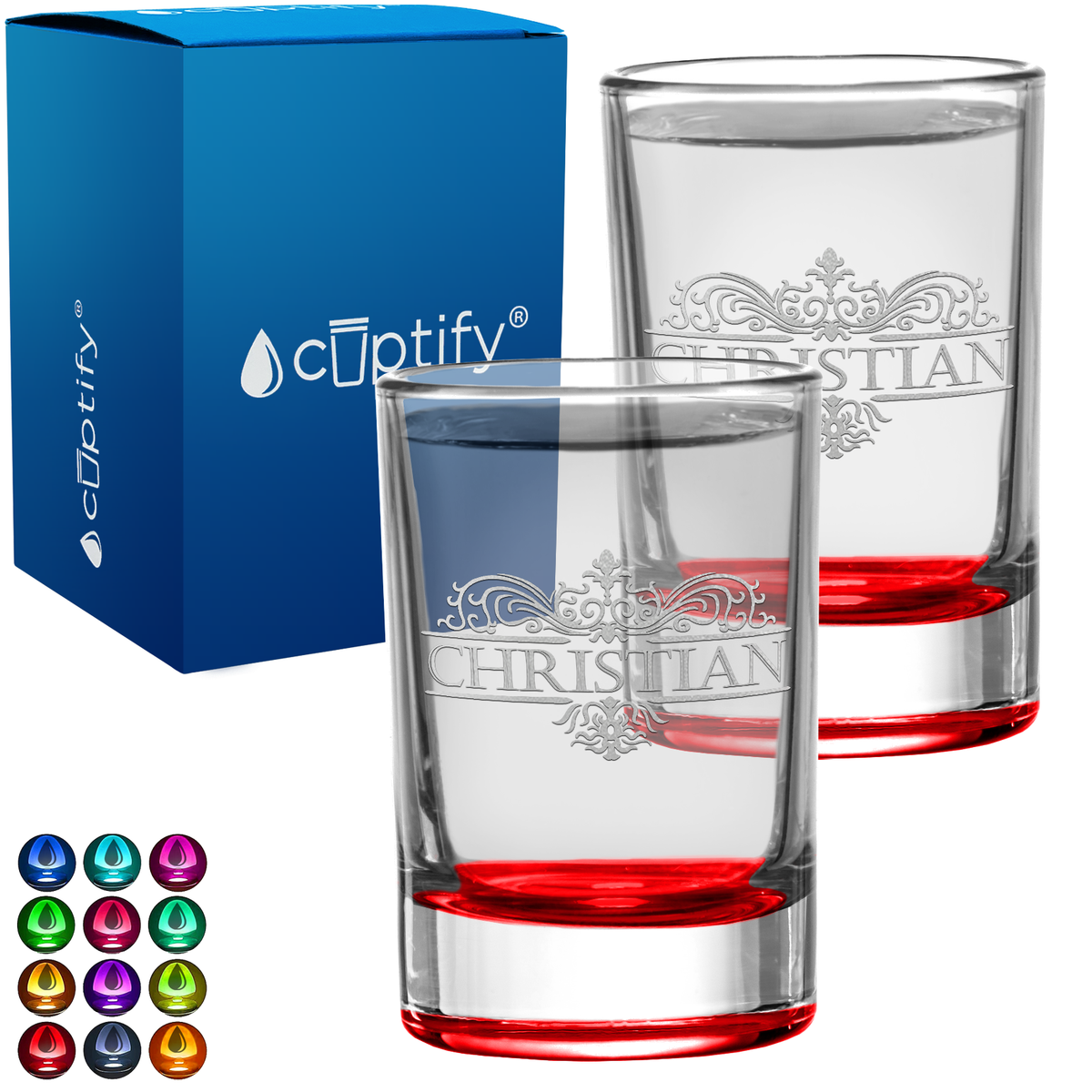 Personalized Royal Vestige Monogram 2.5oz Round Shot Glass