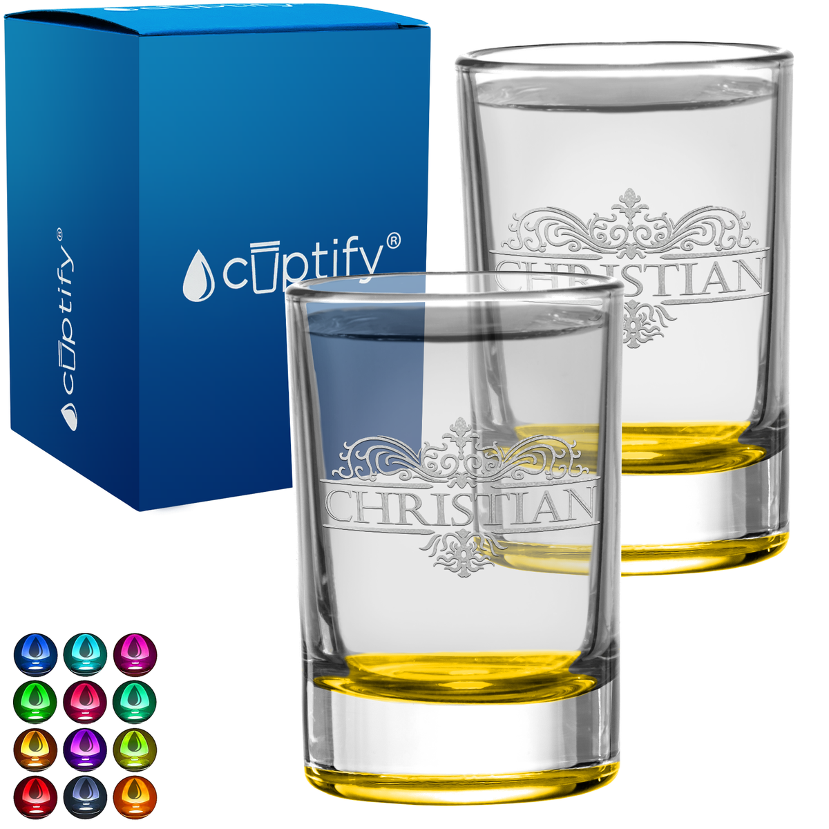 Personalized Royal Vestige Monogram 2.5oz Round Shot Glass