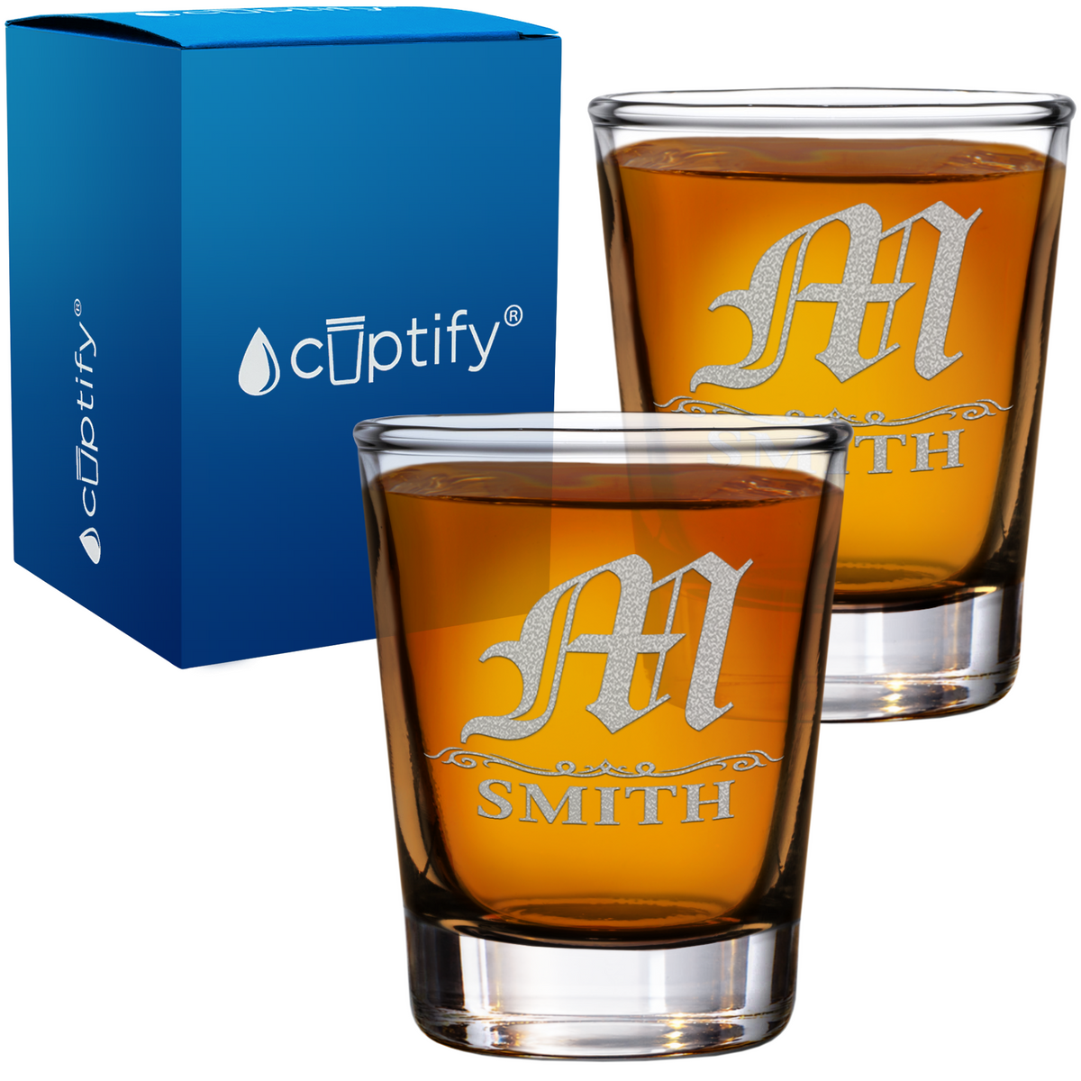 Personalized Gothic Initial Shot Glass