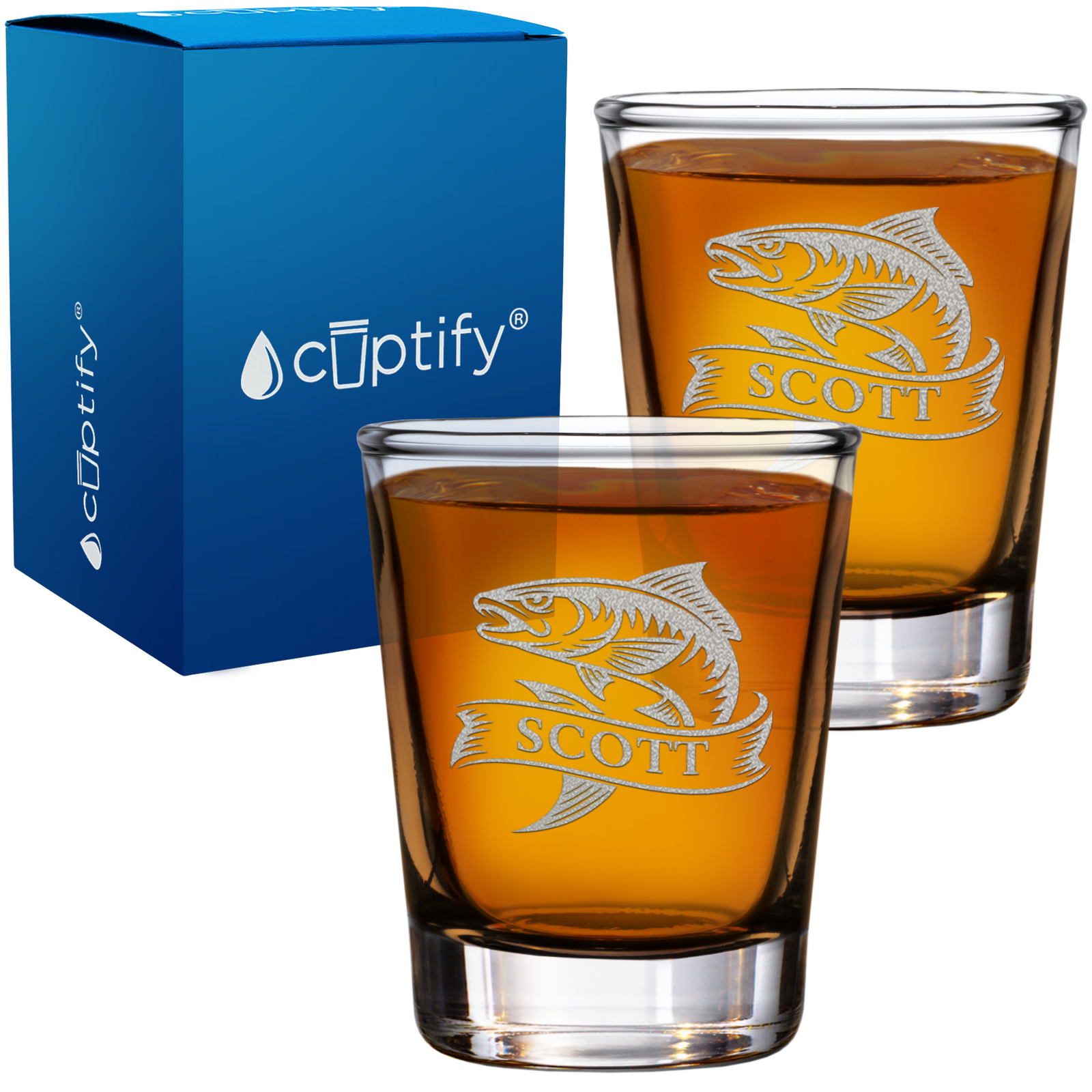 Personalized Trophy Fish Banner Shot Glass