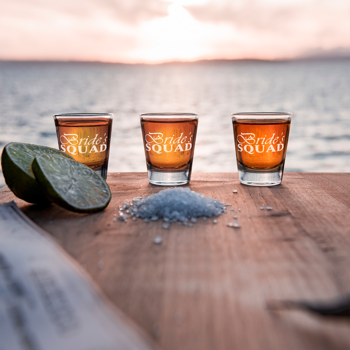 Bride's Squad Etched on 2oz Shot Glasses - Set of 2