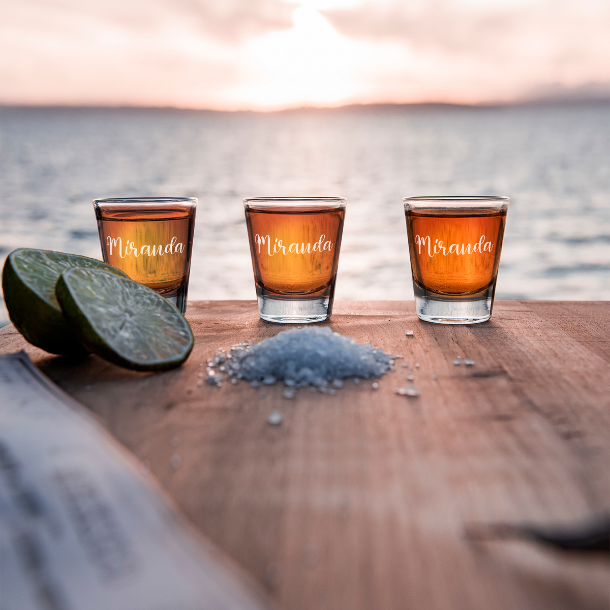 Personalized Miranda Style 2oz Shot Glasses - Set of 2