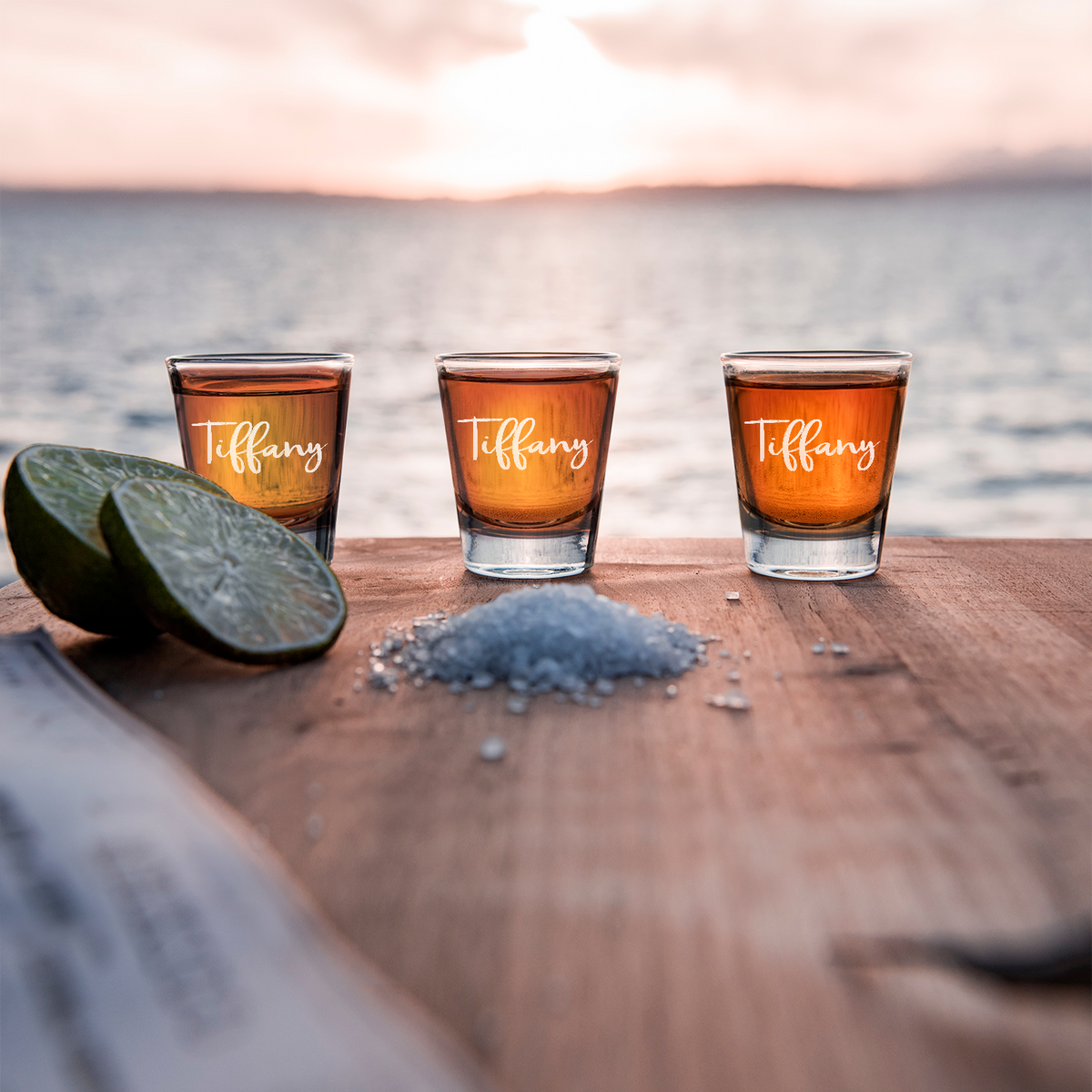 Personalized Tiffany Style 2oz Shot Glasses - Set of 2