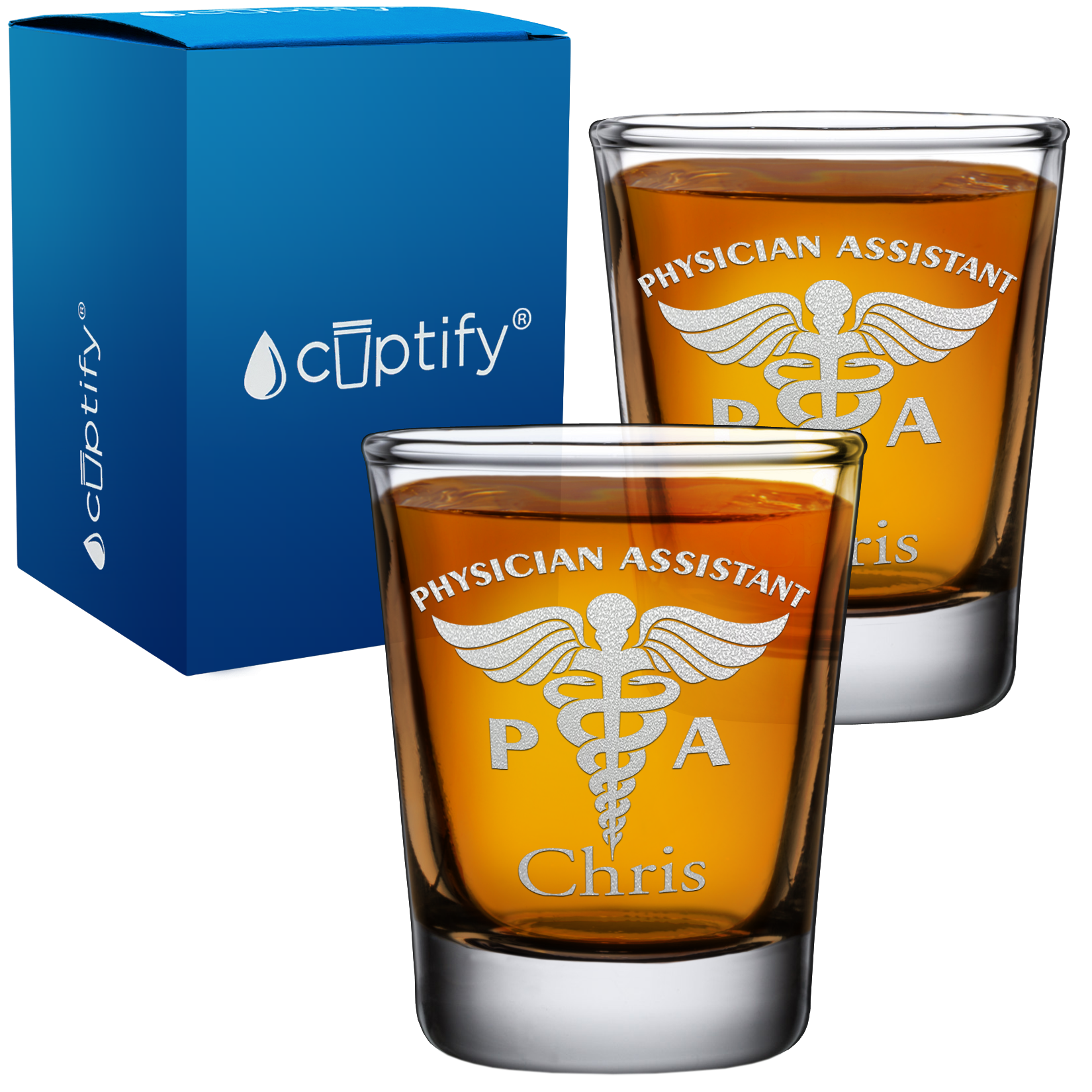 Personalized PA Physician Assistant on 2oz Shot Glasses - Set of 2