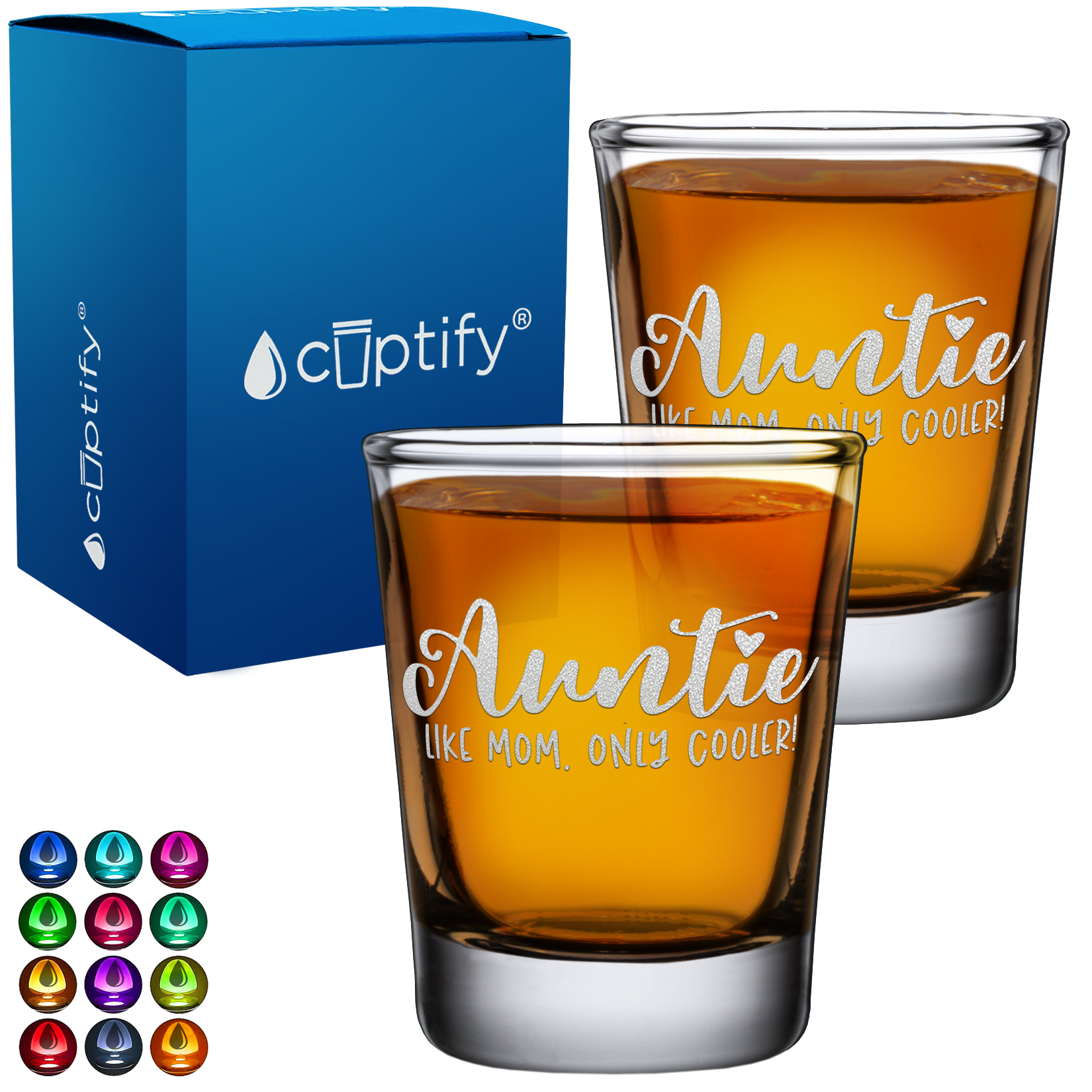Auntie Like Mom, Only Cooler! 2oz Shot Glasses - Set of 2
