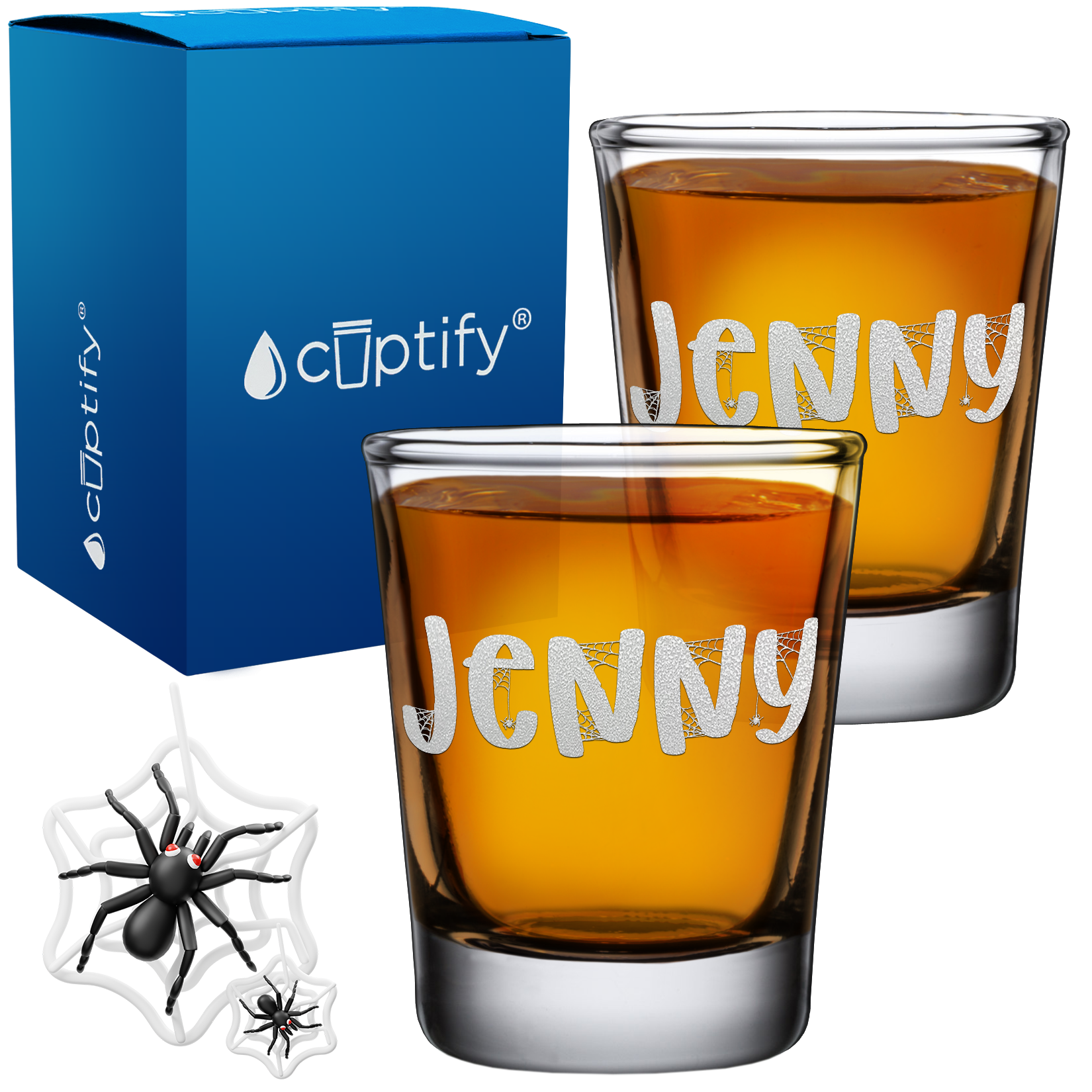 Personalized Spooky Halloween Font 2oz Shot Glasses - Set of 2