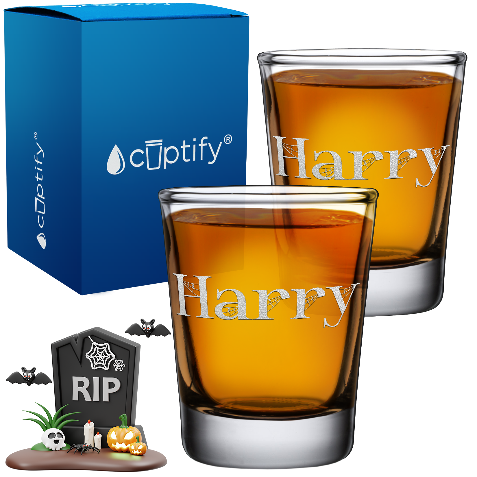 Personalized Wicked Halloween Font 2oz Shot Glasses - Set of 2