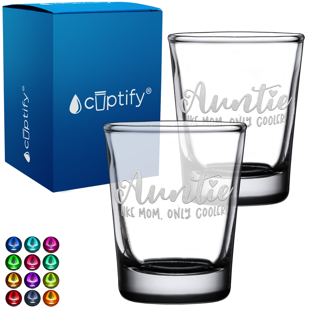 Auntie Like Mom, Only Cooler! 2oz Shot Glasses - Set of 2
