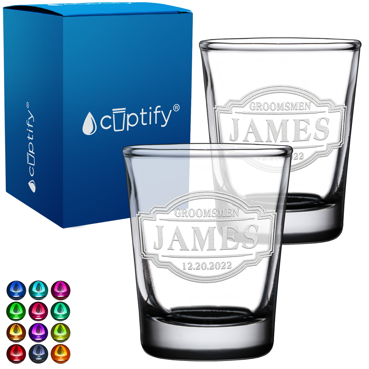 Personalized Groomsmen 2oz Shot Glasses - Set of 2
