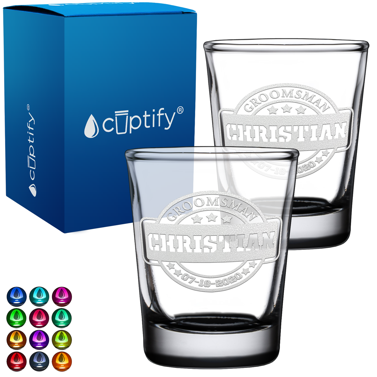 Personalized Groomsman 2oz Shot Glasses - Set of 2