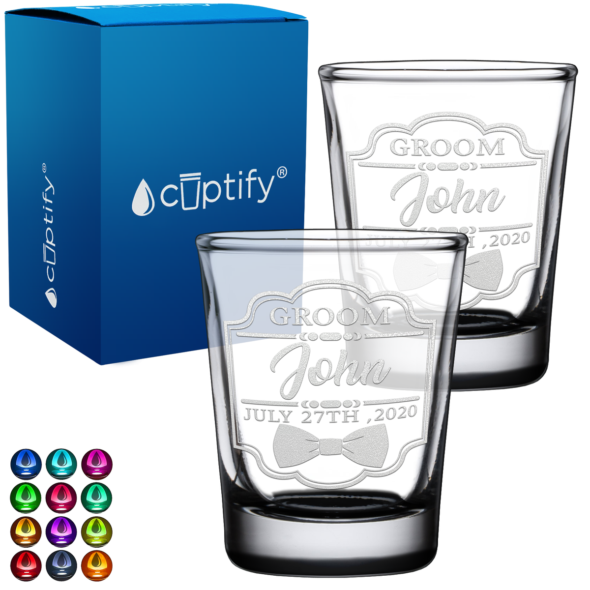 Personalized Groom 2oz Shot Glasses - Set of 2