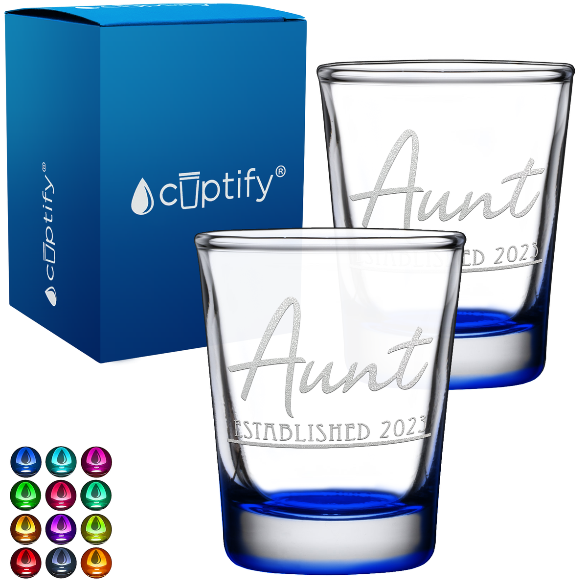 Aunt Established 2oz Shot Glasses - Set of 2