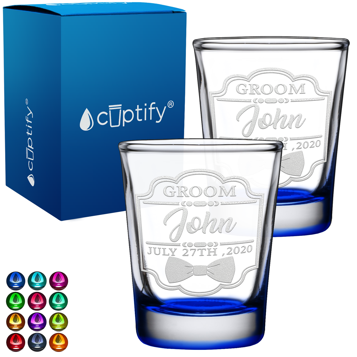 Personalized Groom 2oz Shot Glasses - Set of 2