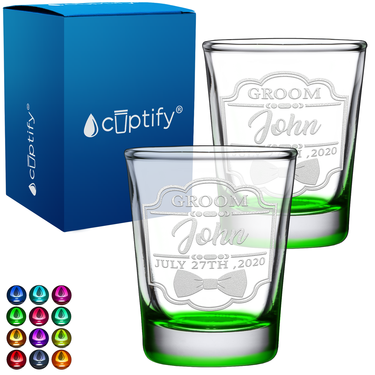 Personalized Groom 2oz Shot Glasses - Set of 2