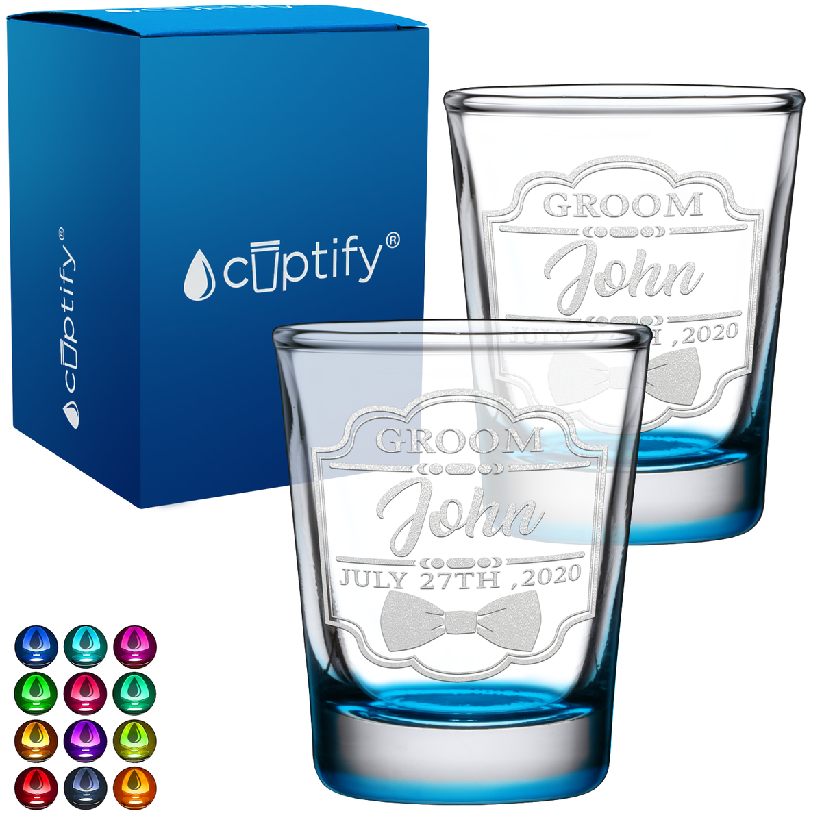Personalized Groom 2oz Shot Glasses - Set of 2