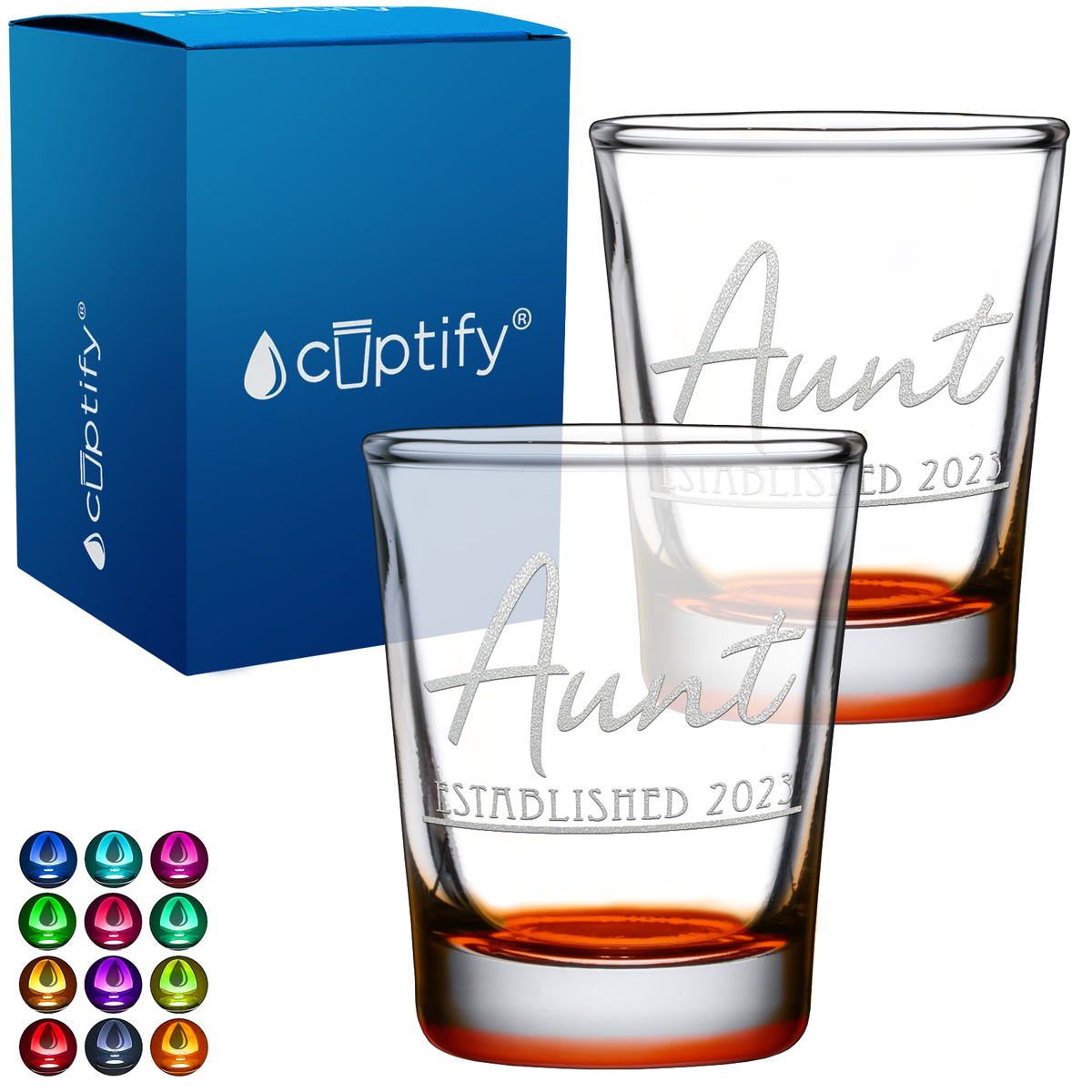 Aunt Established 2oz Shot Glasses - Set of 2