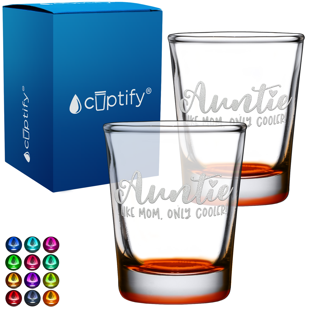 Auntie Like Mom, Only Cooler! 2oz Shot Glasses - Set of 2