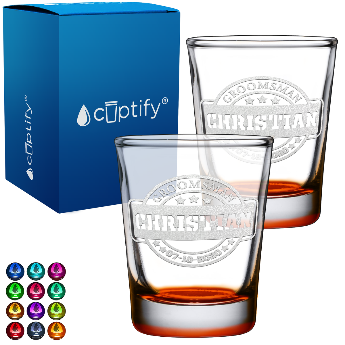 Personalized Groomsman 2oz Shot Glasses - Set of 2