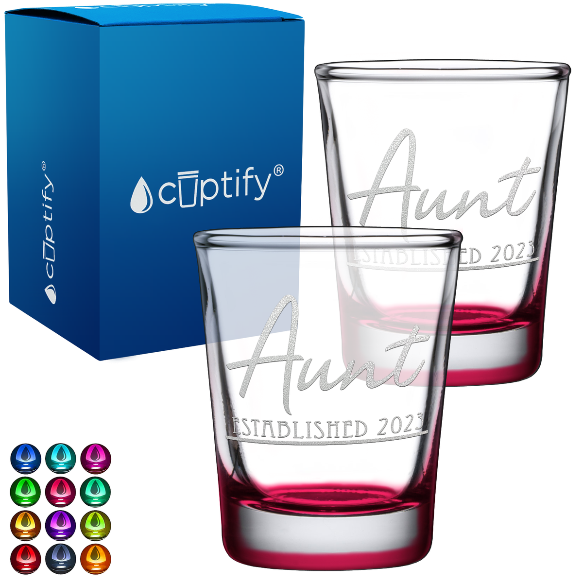 Aunt Established 2oz Shot Glasses - Set of 2