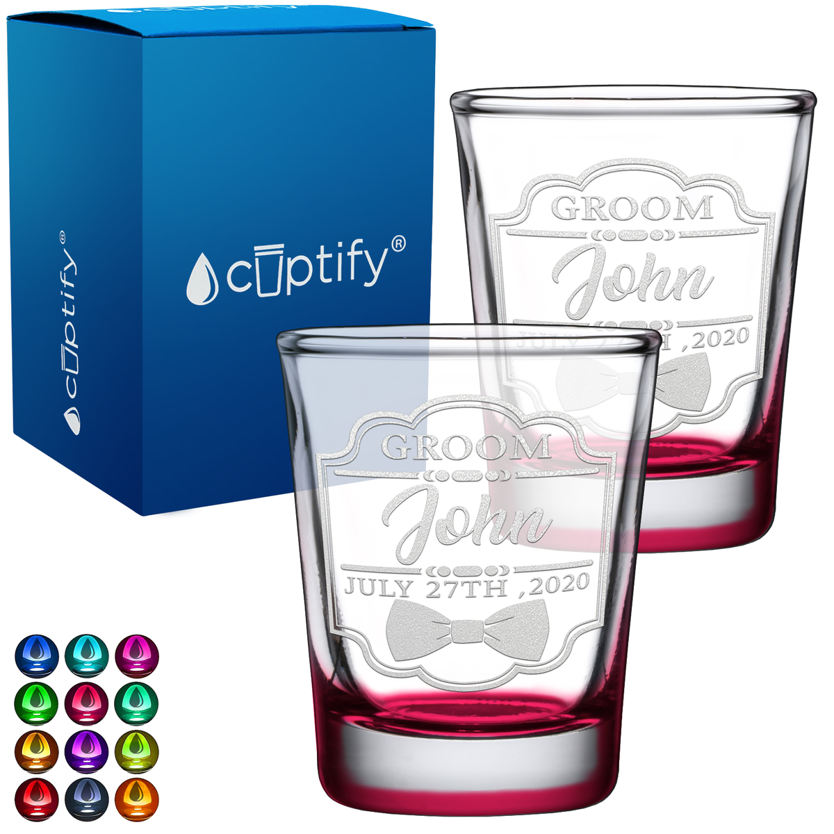 Personalized Groom 2oz Shot Glasses - Set of 2