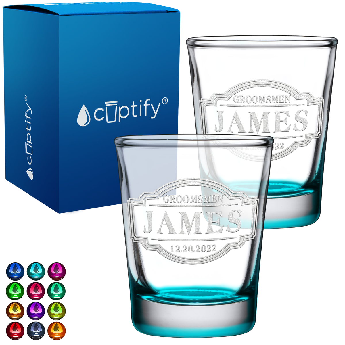 Personalized Groomsmen 2oz Shot Glasses - Set of 2