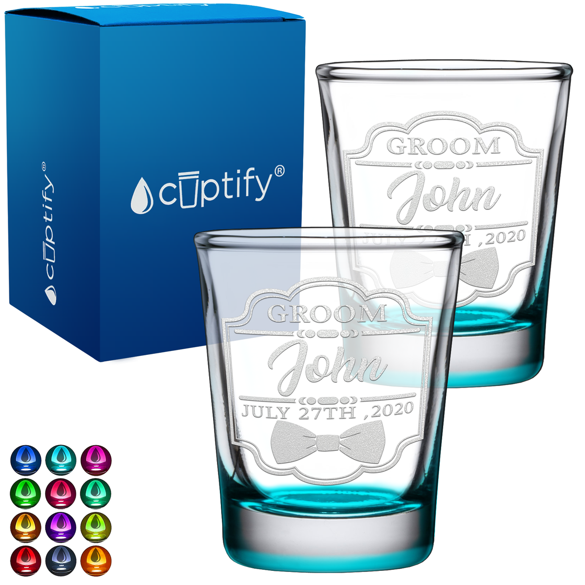 Personalized Groom 2oz Shot Glasses - Set of 2