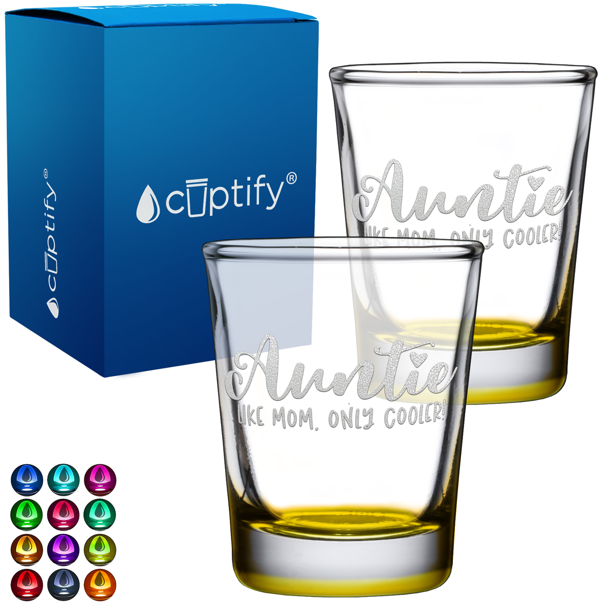 Auntie Like Mom, Only Cooler! 2oz Shot Glasses - Set of 2