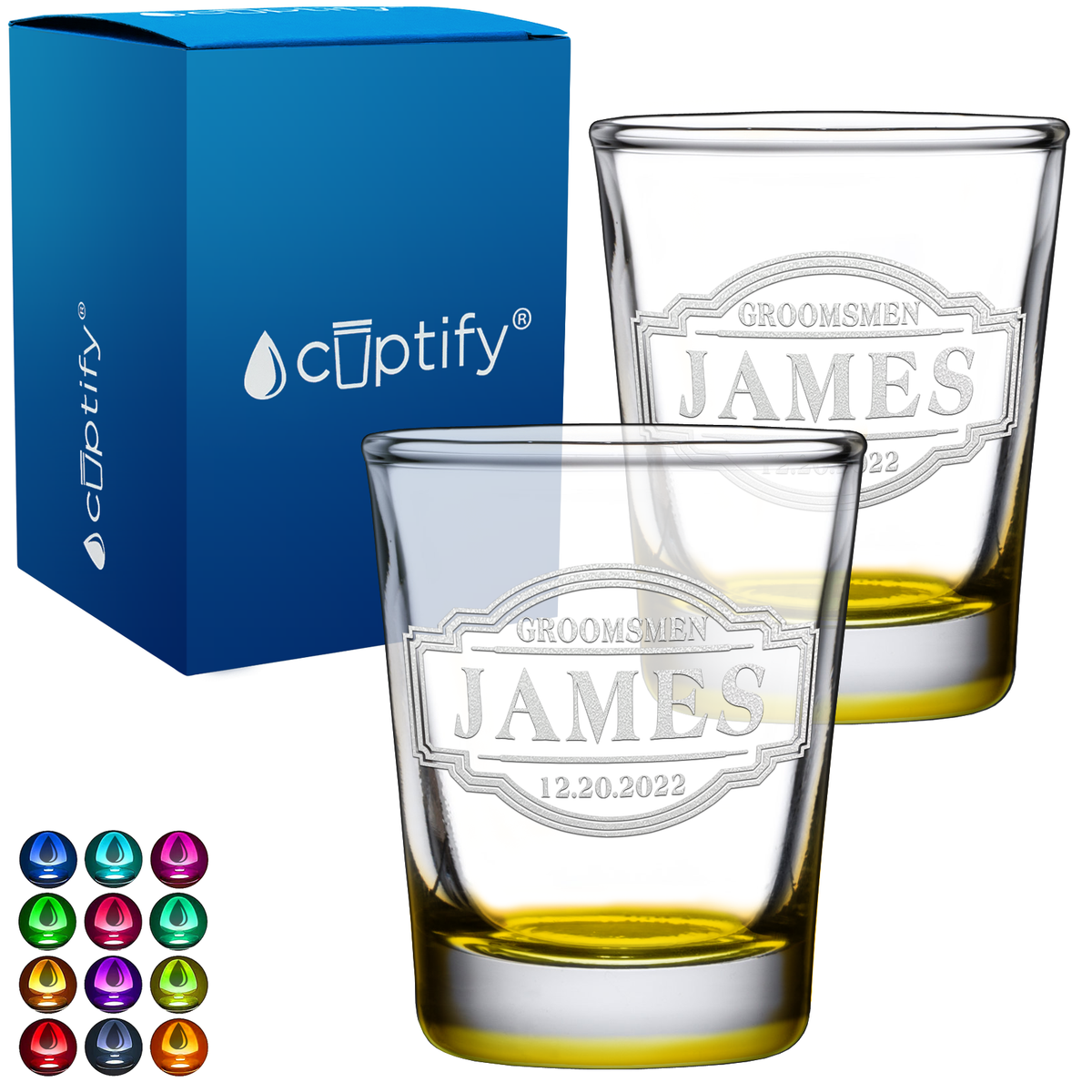 Personalized Groomsmen 2oz Shot Glasses - Set of 2