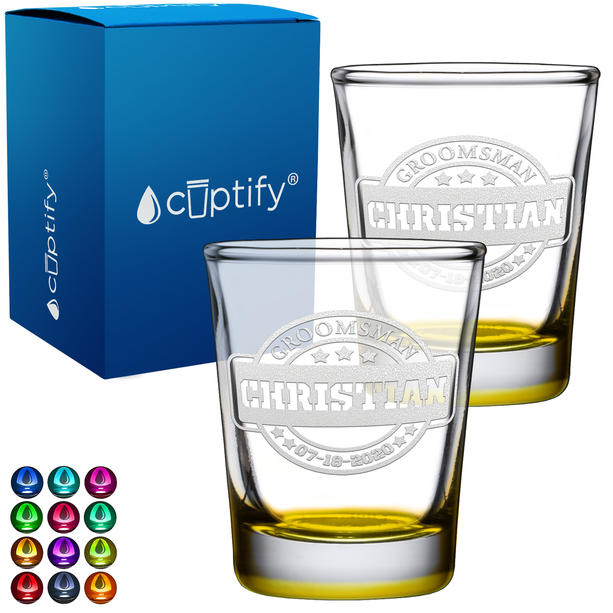 Personalized Groomsman 2oz Shot Glasses - Set of 2